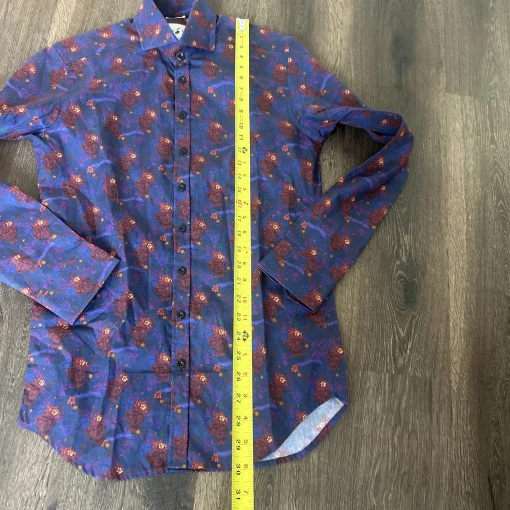 Blake Mill Men's Small Floral SKULLS Cotton Button Down Shirt Rebels And Gambler - Picture 6 of 7